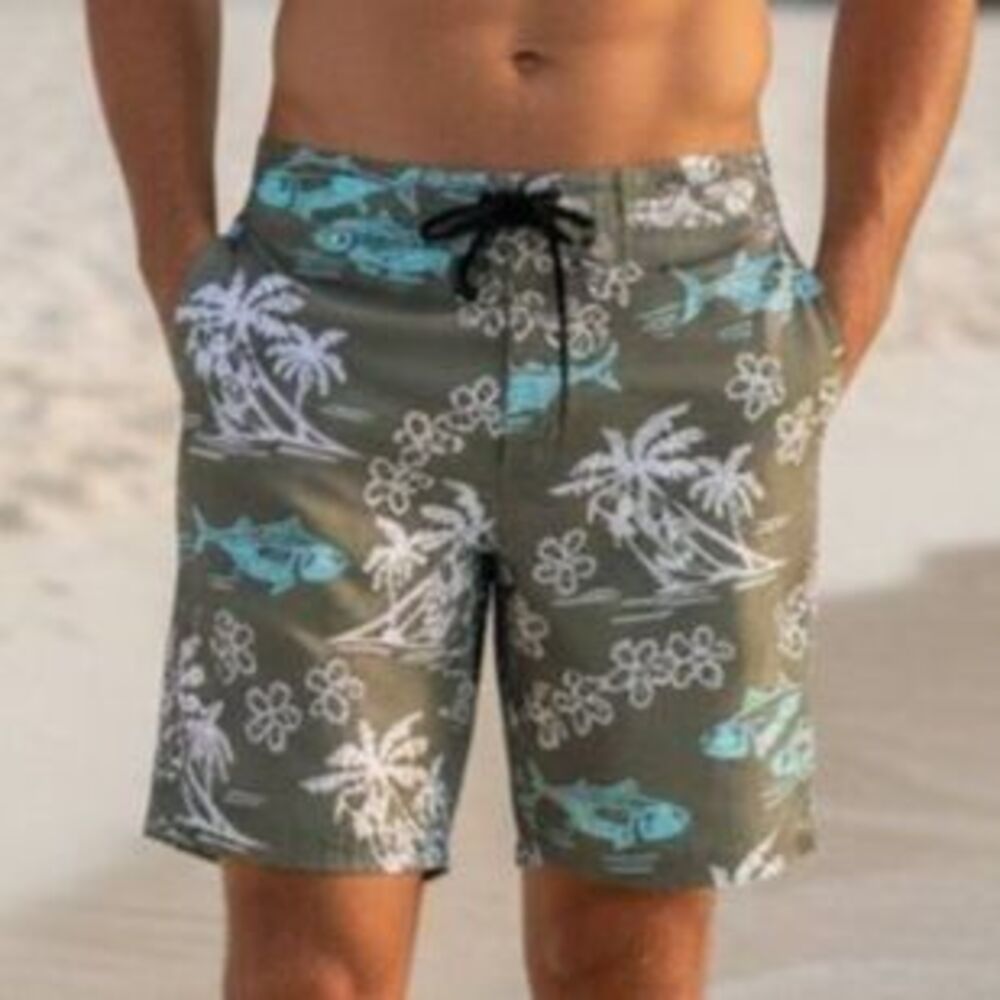Columbia PFG Fish Responsibly Swim Shorts - Olive Green - 36